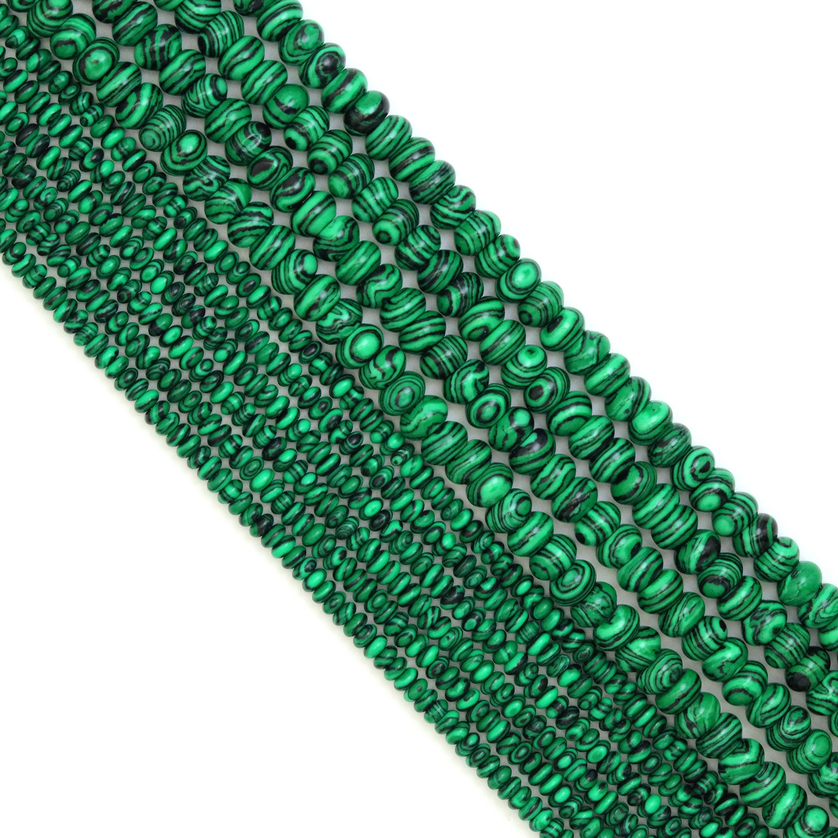 Rondelle Smooth Malachite Jasper Beads, Sku#U1950