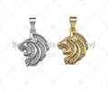 CZ Micro Pave Lion Head Pendant/Charm,Cubic Zirconia Lion Charm, Men's Necklace Bracelet Charm Pendant,15x19mm, sku#F1329