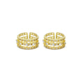 Baguette CLear CZ Three Lines Thick Band Adjustable Ring, Sku#LD443