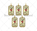 18K Gold Filled Two Hands with Red Enamel Heart Shape Pendant, Gold Filled Medallion Charm, Necklace Bracelet Charm,14x28mm,Sku#Z1343