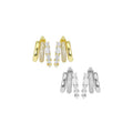 CZ thriple lines with rectangle cz Statement Earrings, Sku#A213