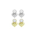 Gold Silver Pearl Puffy Heart Stud Earrings, Sku#LX787