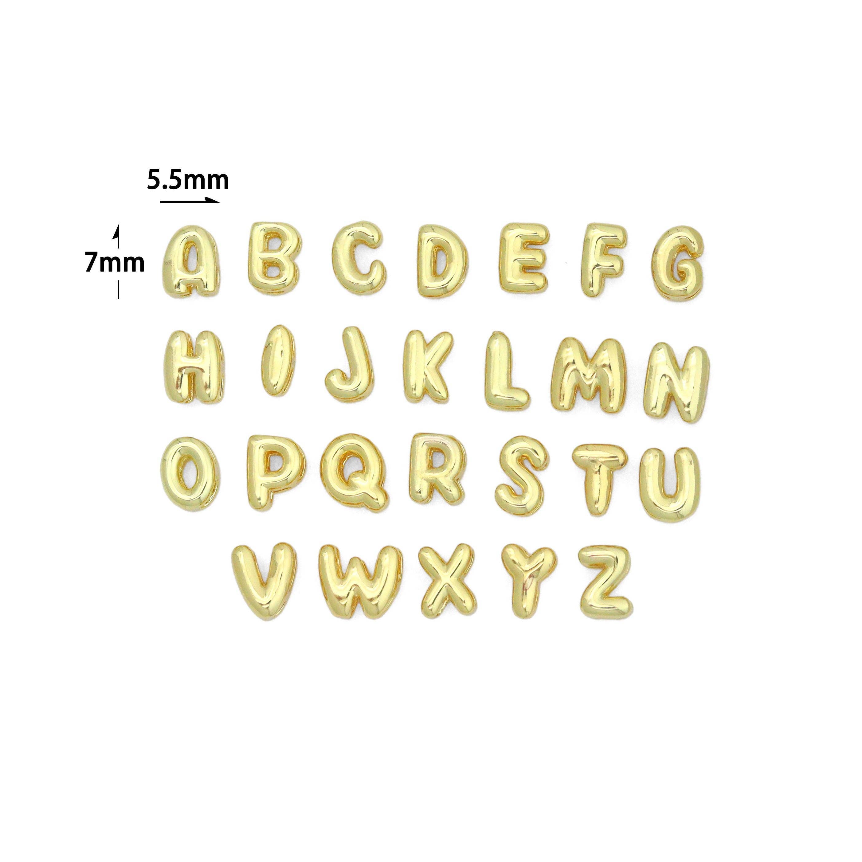 Gold Silver Cute Bubble Initial Charm, Alphabet Name Letter Charm,sku#LD700