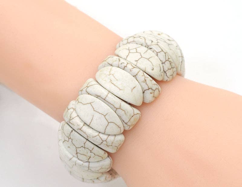 White Turquoise Adjustable Stretch Bracelet, Sku#U1467