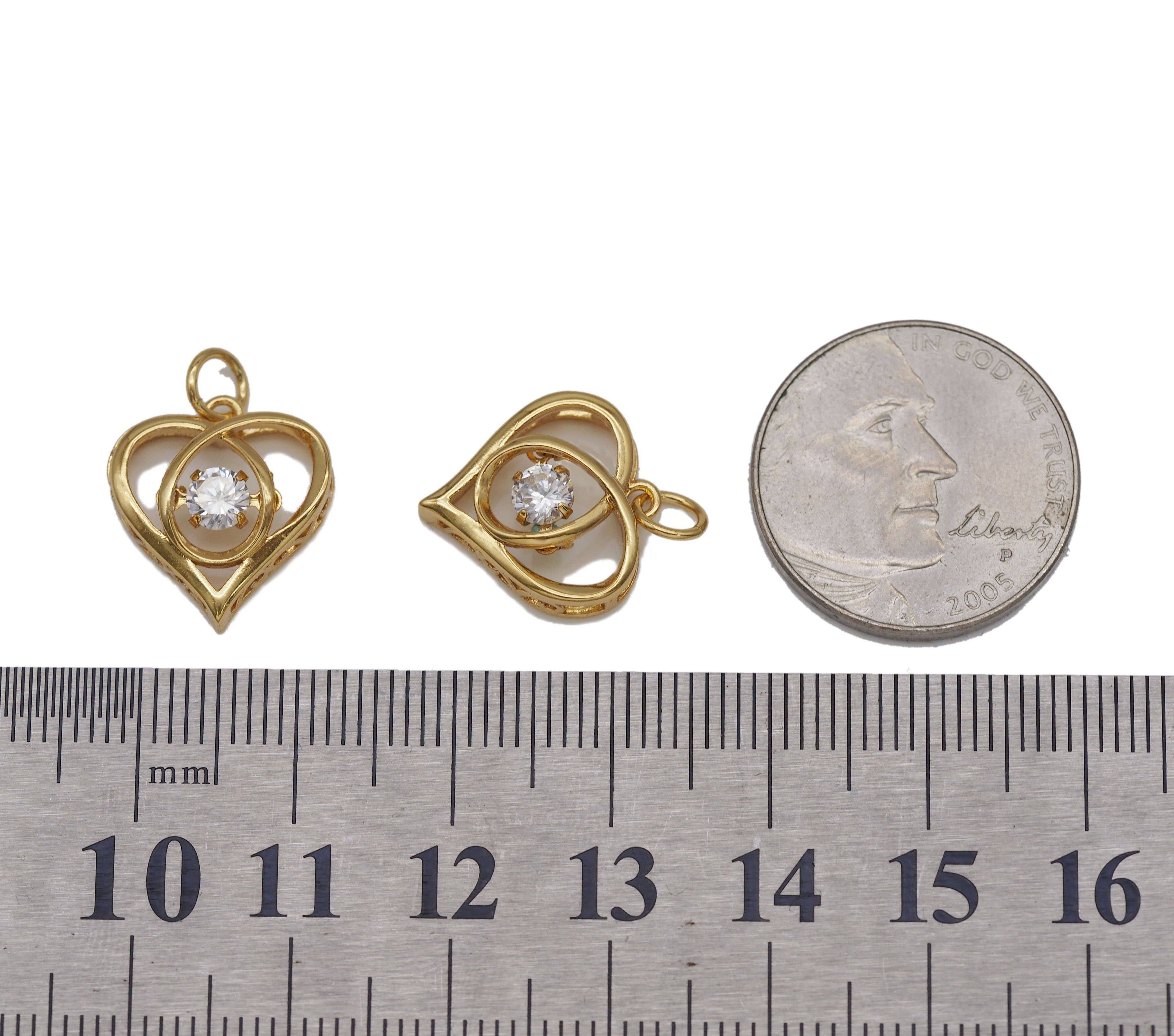 Big CZ Heart Charm, Sku#Y679