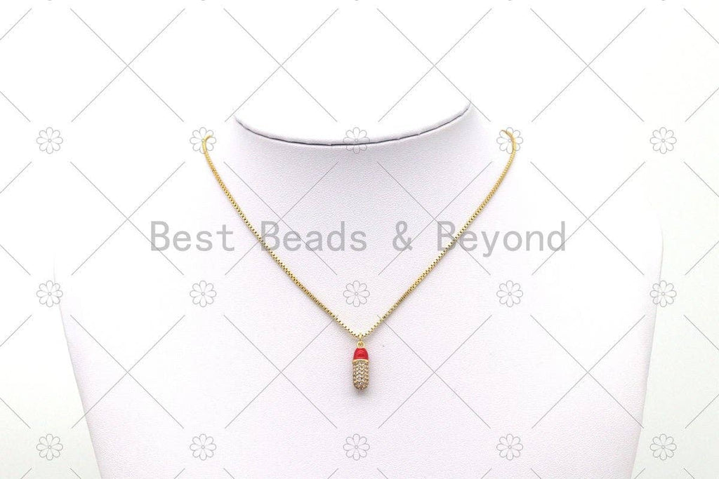 CZ Micro Pave with Enamel Colorful Pill Shape Pendant, 18K Gold Filled Capsule Charm,Necklace Bracelet Charm Pendant,Sku#Y551