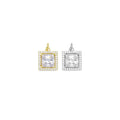 Gold Silver Big Square CZ  Charm, Sku#ZX199