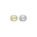 Chuny Square CZ Center Gold Silver Dome Ring, Sku#A209