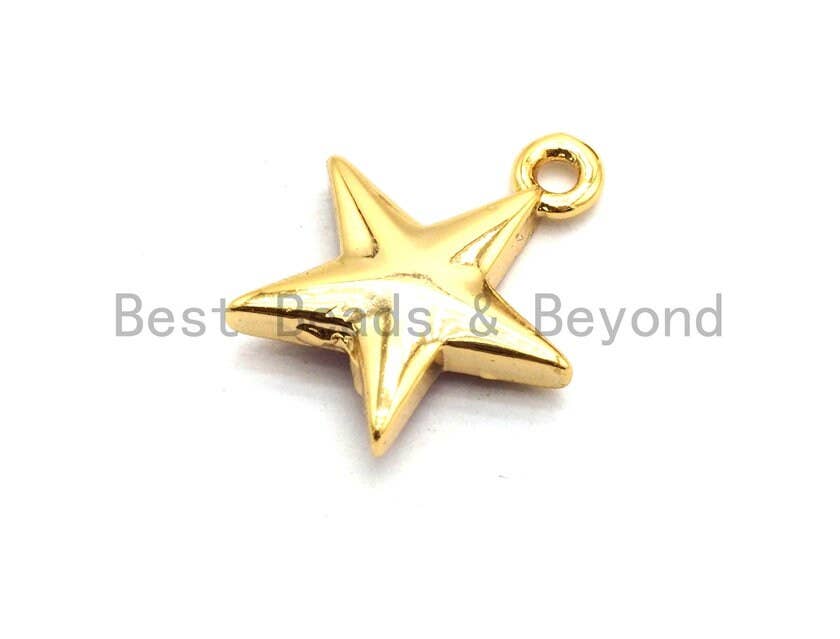 100% Natural Pink Color Five Star Shell Pendant, Pink Star Charm, Pink Shell Beads, Necklace/Bracelets Charms, 11x13mm,SKU#Z339