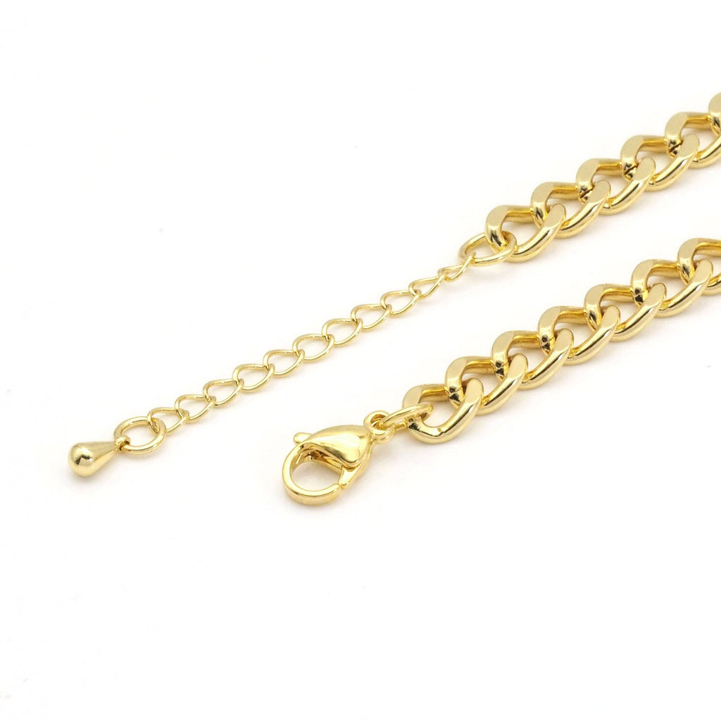 Clear CZ Cuban Link Chain Adjustable Necklace,sku#LX238