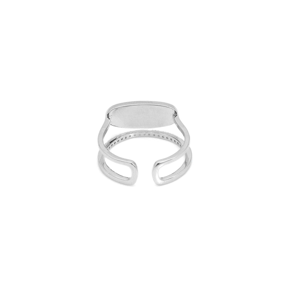 Oval Silver Mother of Pearl Adjustable Ring, Sku#ZX201