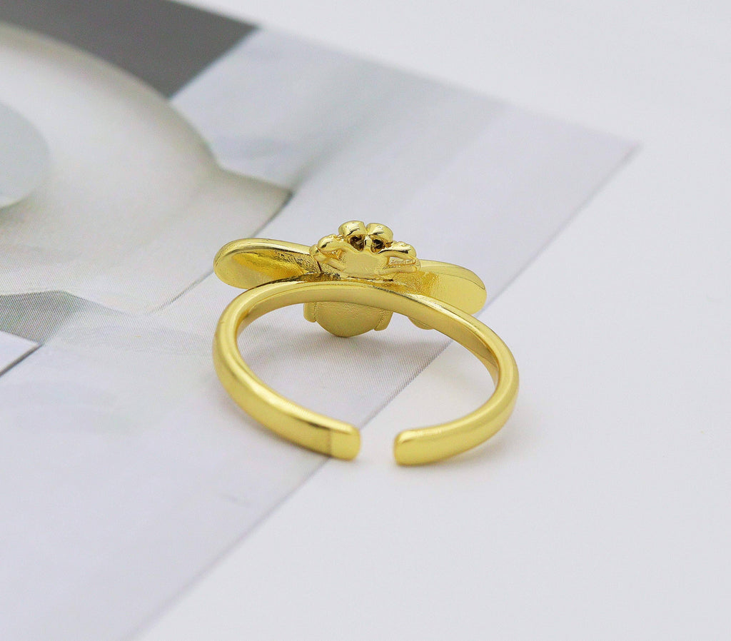 CZ Enamel Bee Adjustable Ring, Sku#LD293