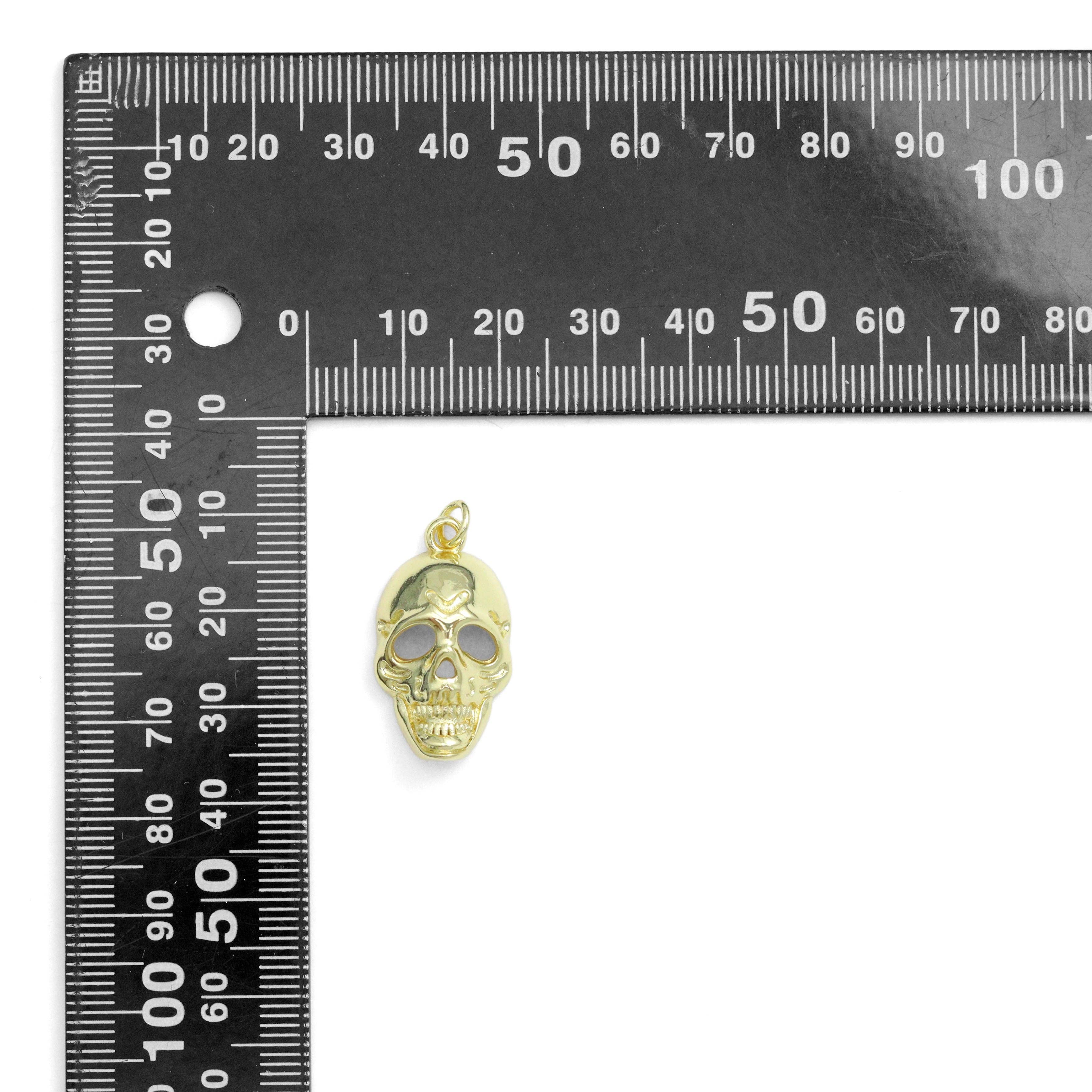 Gold Skull Head Charm Pendant, halloween charm, Sku#LK1102