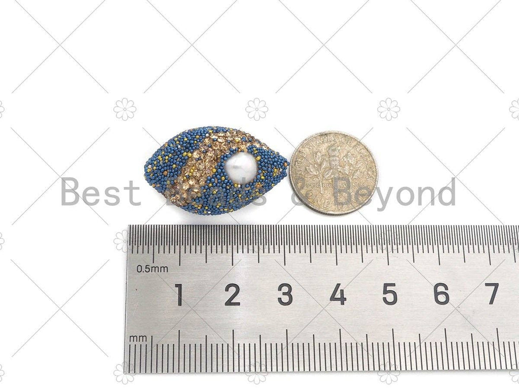 NEW Style Oval Football Shape Druzy Rhinestone Spacer Beads,  Druzy Pearl Beads, Pave Rhinestone Spacer Bead, 17x26mm, sku#V64