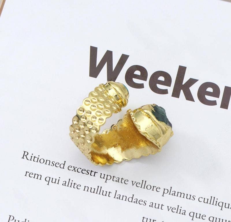 Gold Fluorite Adjustable Ring, Sku#YT41