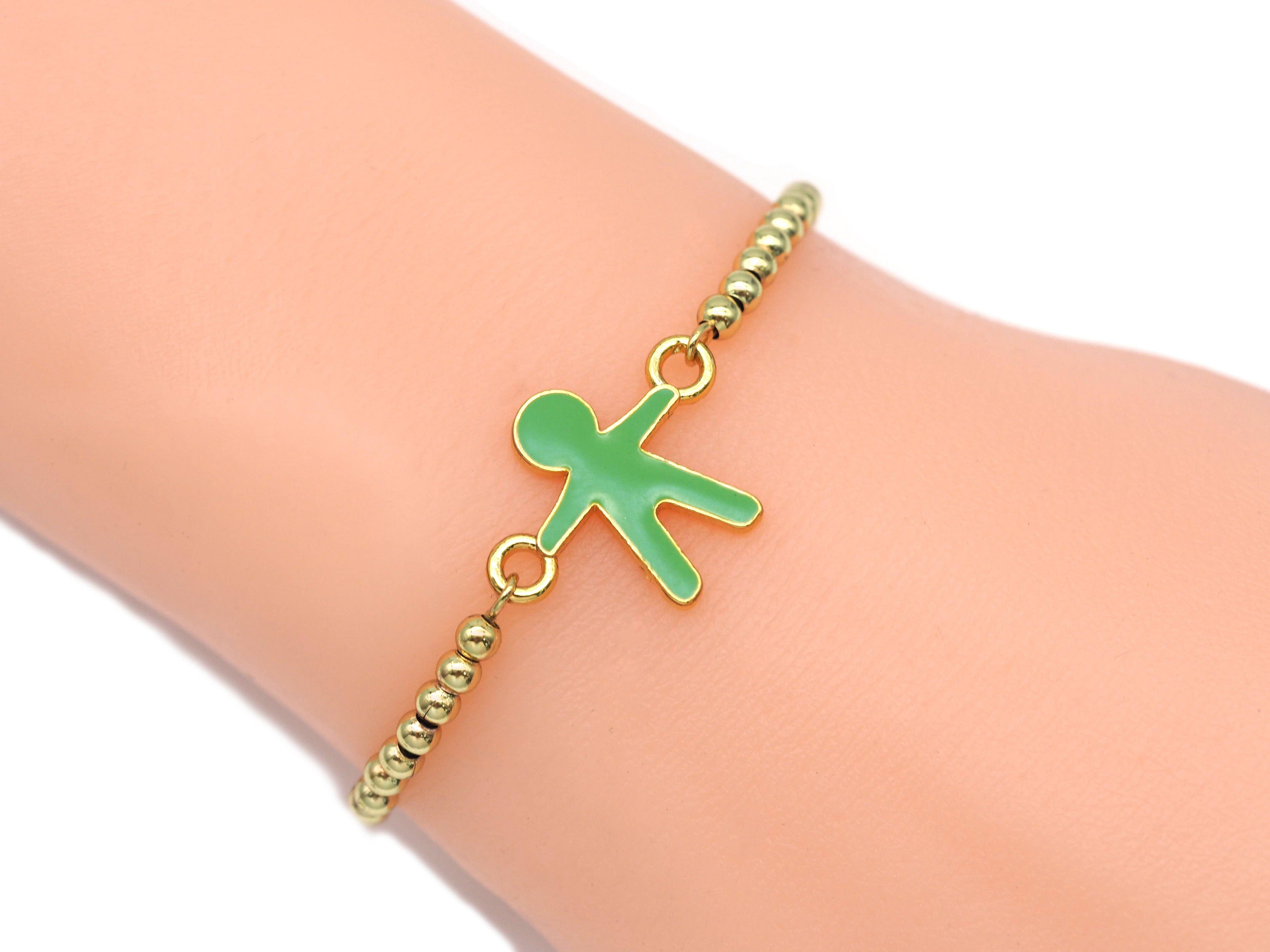 Gold Enamel Human Shape Connector, Sku#B179