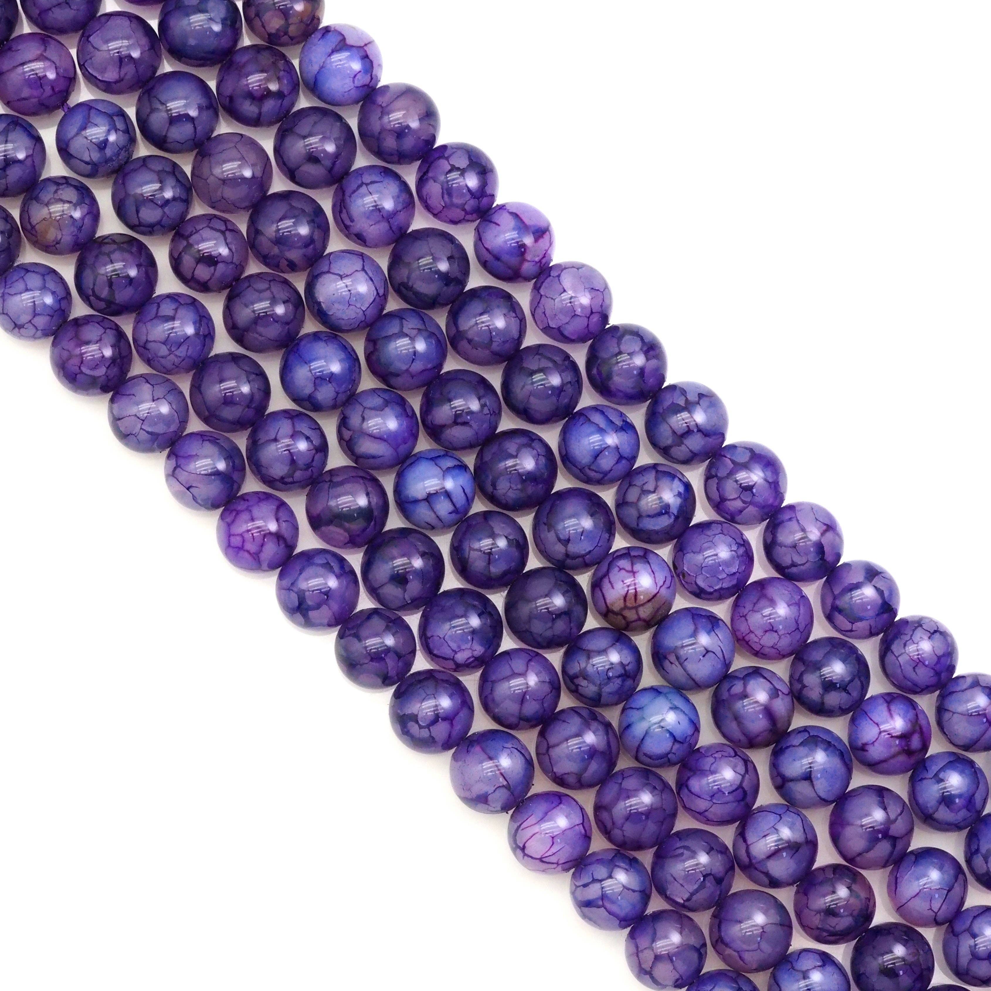 Purple Dragon Vein Agate Round Smooth Beads, Sku#U1765c