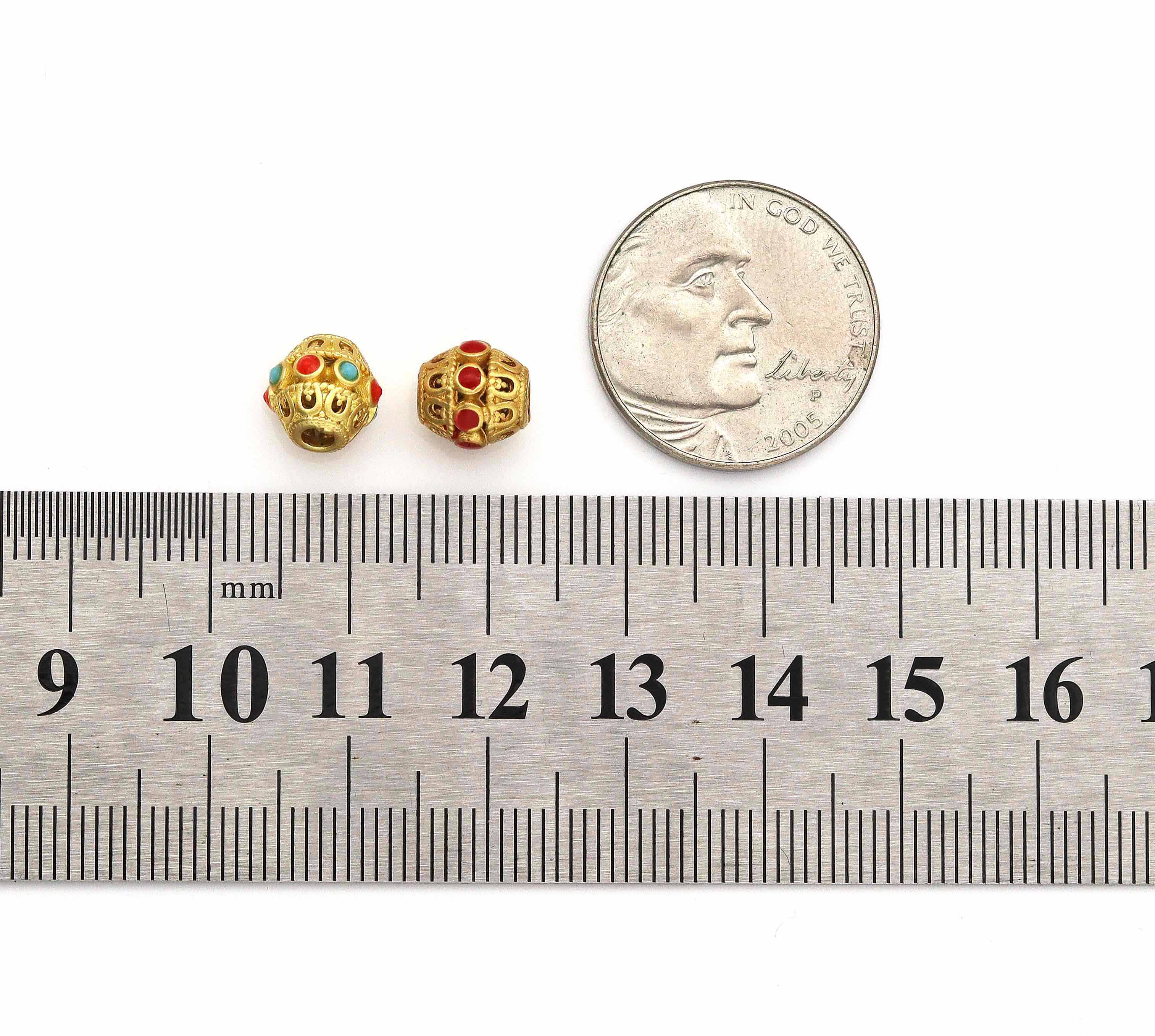 Gold Enamel Barrel Spacer Beads, Sku#LX70