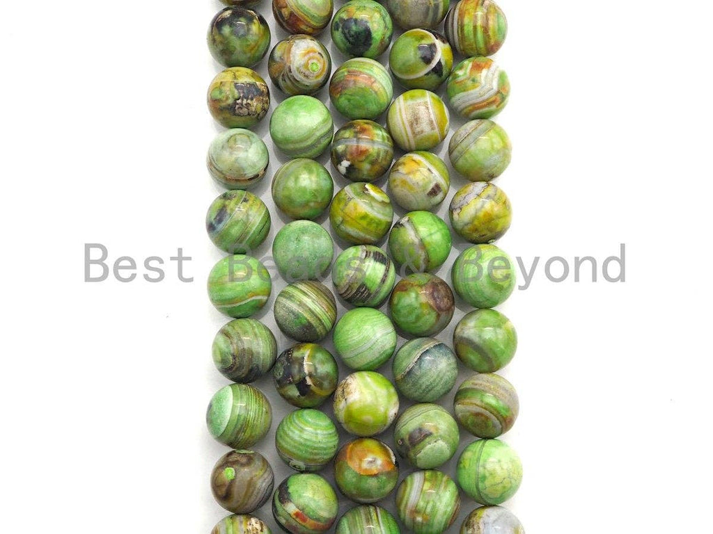 NEW Color!!! Natural Green Banded Agate Beads, Round 10mm Round Agate, 15.5" Full Strand, sku#U854