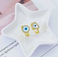 Gold MOP Round/Heart Evil Eye Adjustable Ring, Sku#LD274