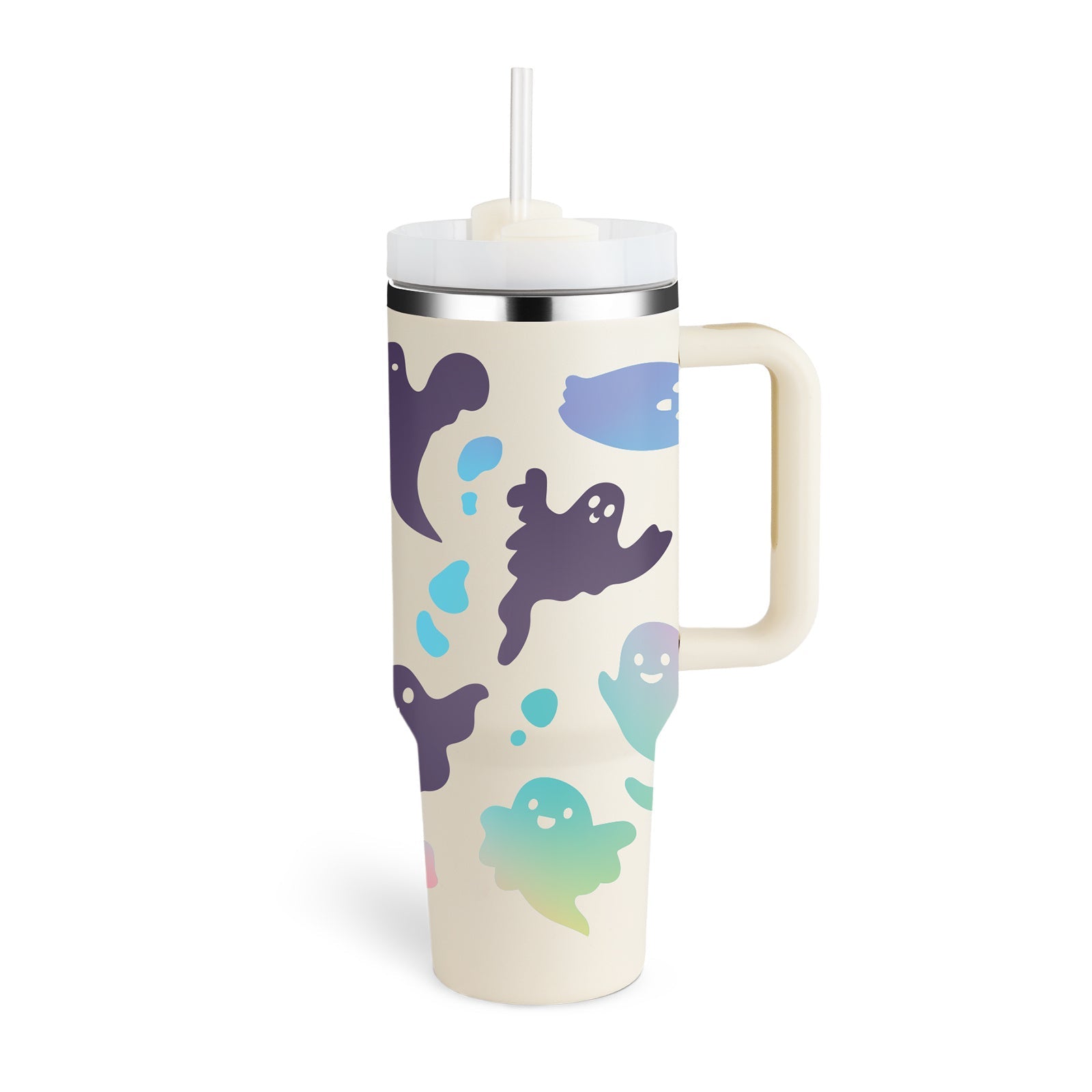 Gobelet isotherme 1,2 L avec poignée et paille, en acier inoxydable, anti-déversement, tasse à café isotherme sous vide avec couvercle, mug conique, cadeaux pour la Saint-Valentin, convient pour la voiture, la salle de sport, le bureau, les voyages