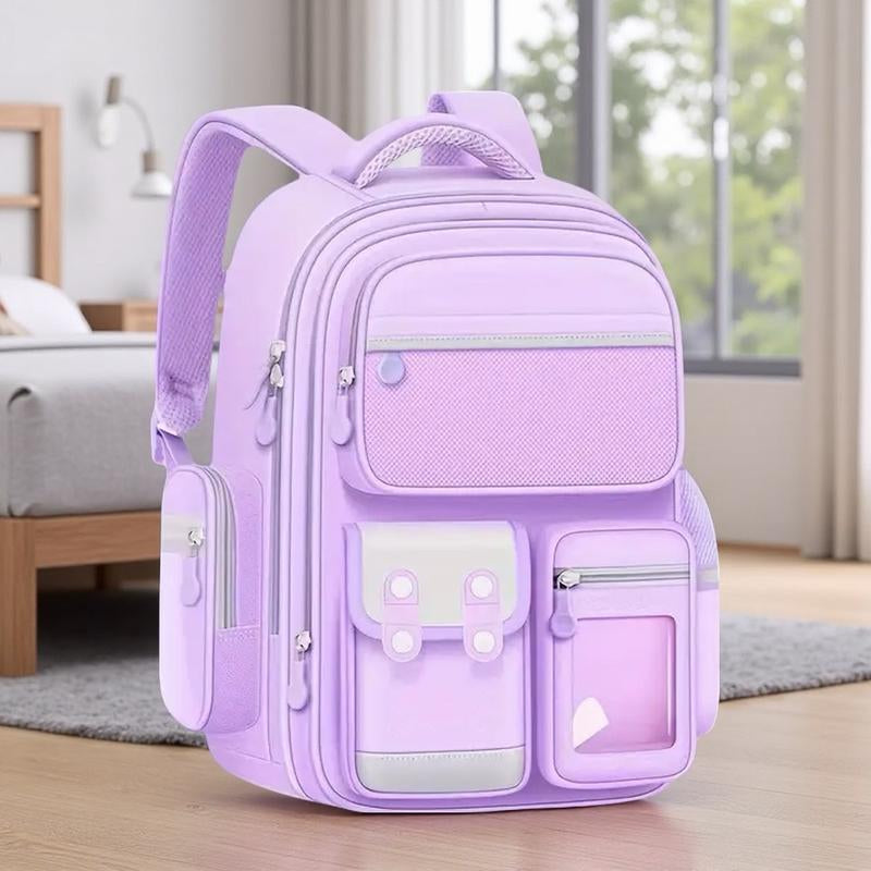 LLL Purple Cute Backpack Large Capacity Lightweight Bookbag Kawaii Casual Outdoor Daypack with Multiple Pockets and Adjustable Straps