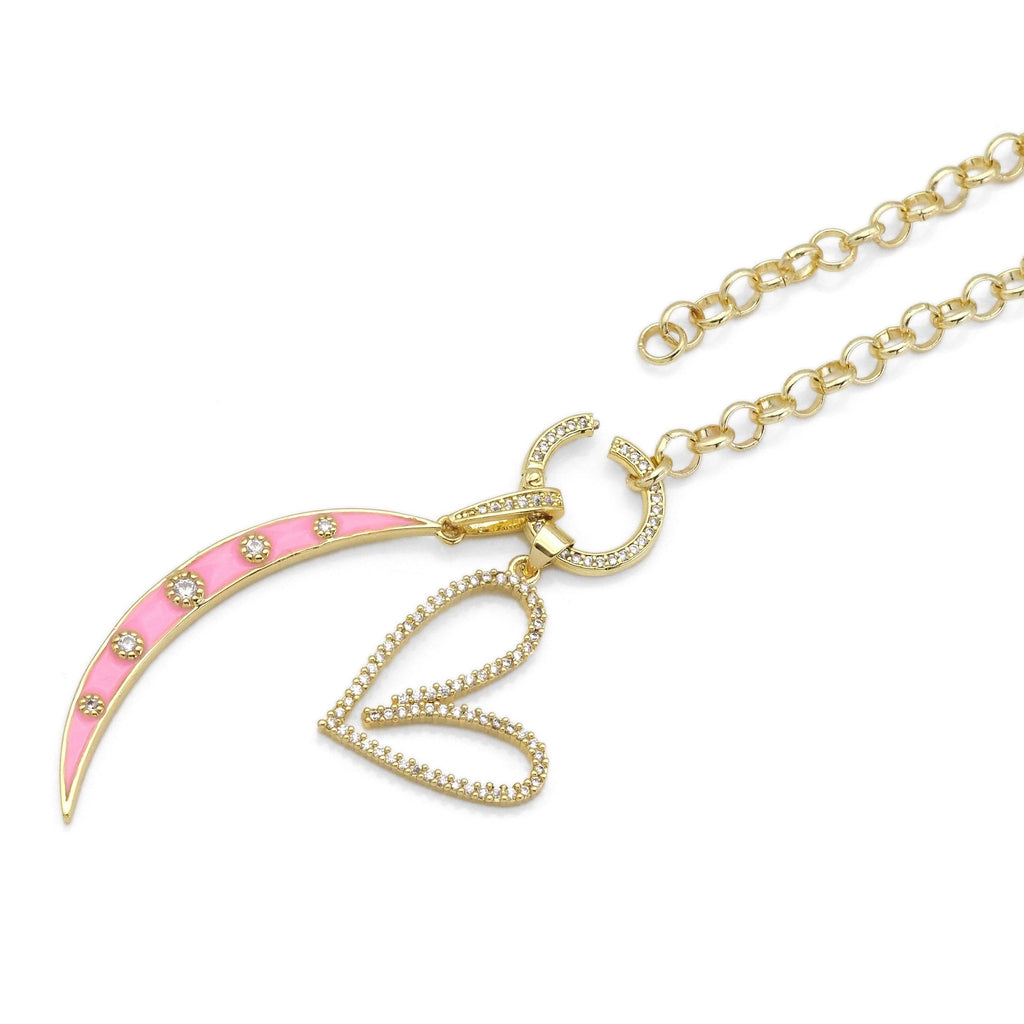 Love you to the moon Rolo chain necklace, Sku#EF331