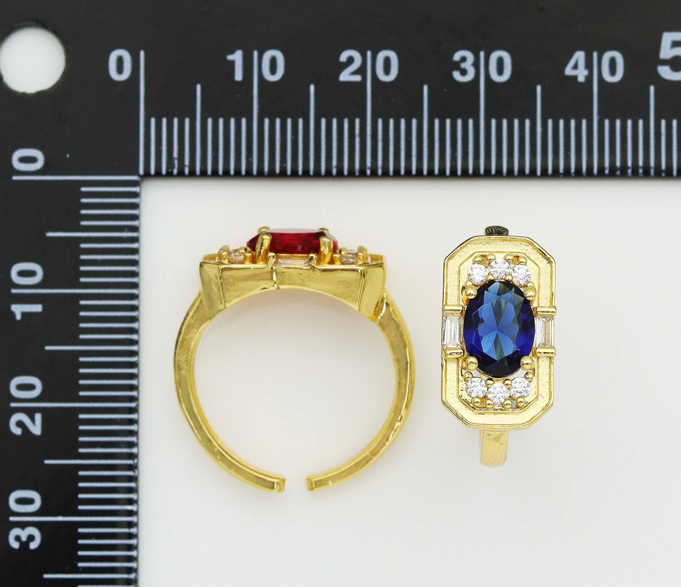 Large Oval CZ On Rectangle Adjustable Ring, Sku#LX48