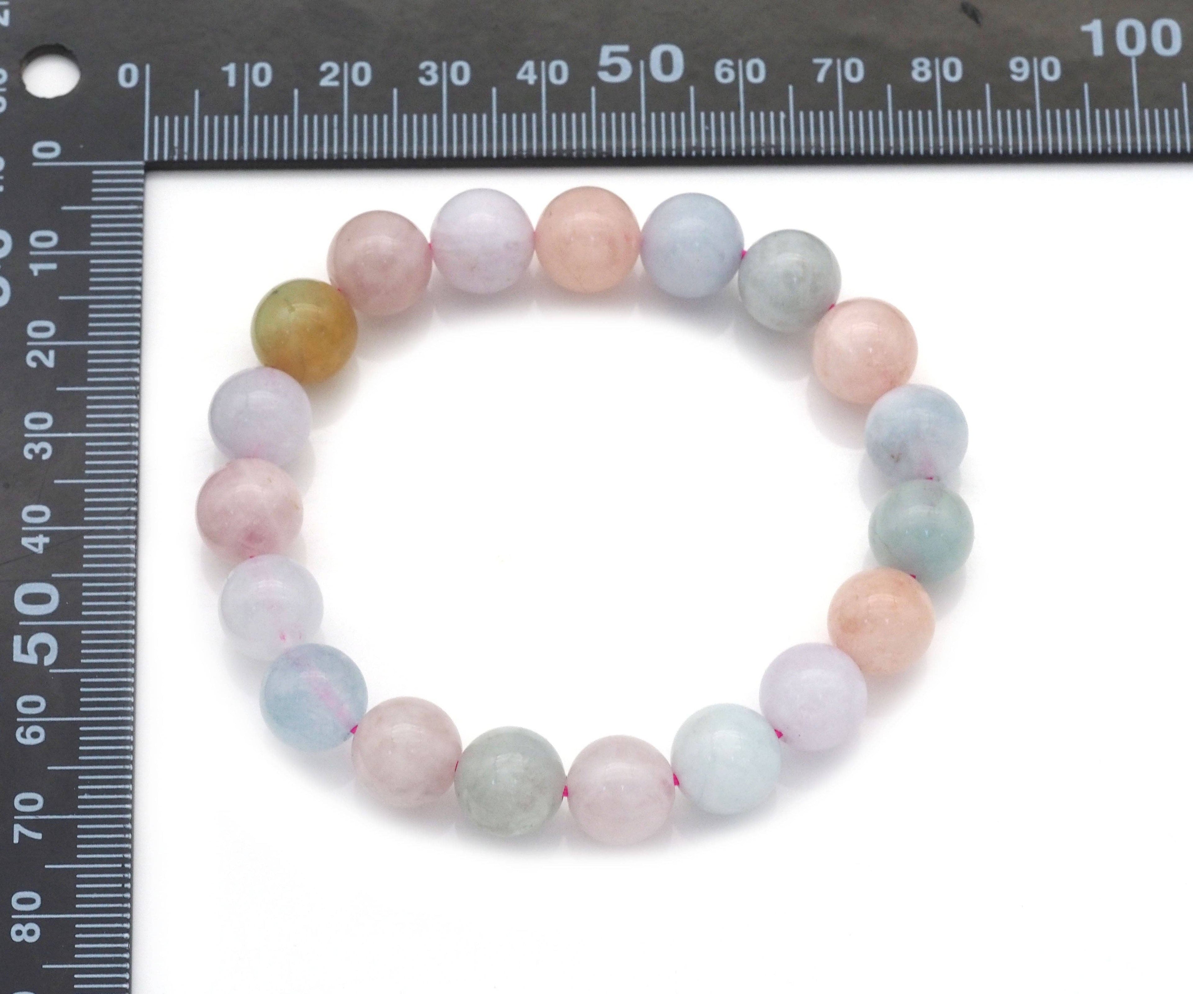Genuine Morganite Round Smooth Stretchy Bracelet, Sku#EF253