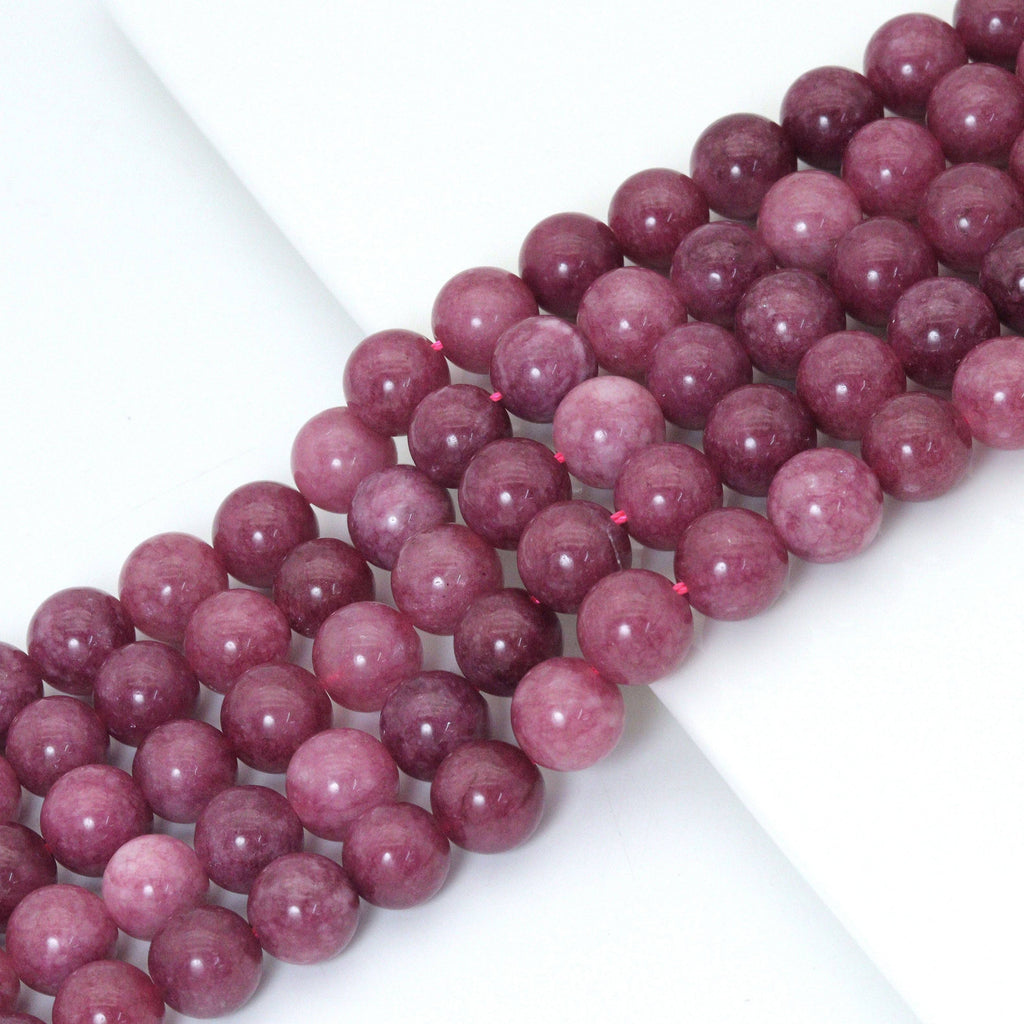 Dark Red Jade Round Smooth Beads, Sku#U2228