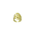 Multiline  CZ Gold Arc-shaped Statement Adjustable Ring, Sku#LK1067