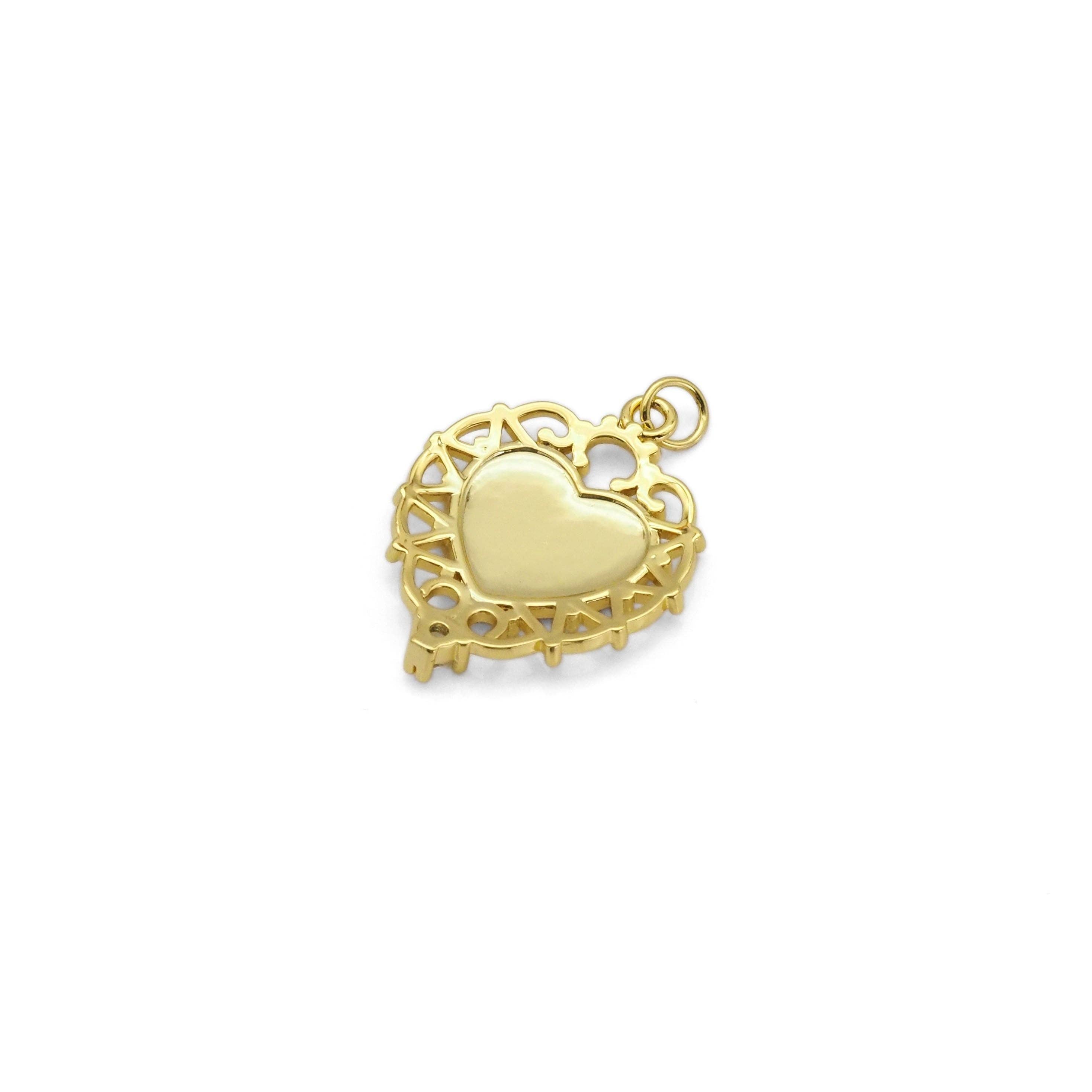 Gold Colorful Enamel Butterfly On Heart Charm, Sku#Y806