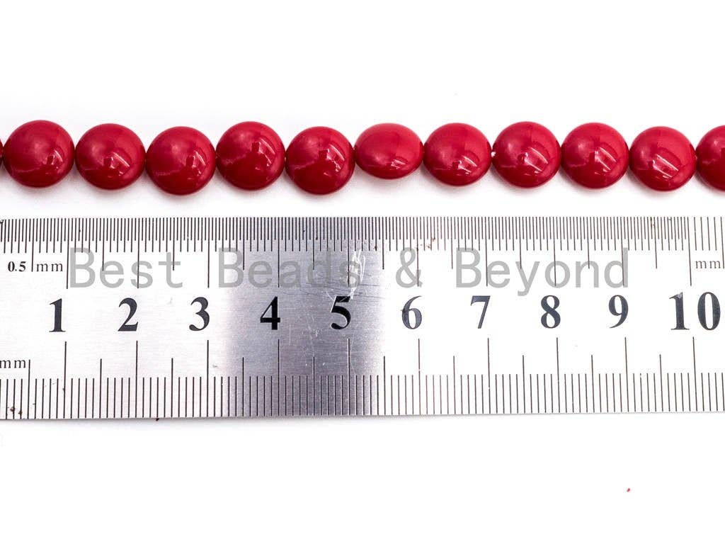 Red Natural Mother of Pearl beads,10x5mm Pearl Coin  beads, Loose Coin Smooth Pearl Shell Beads, 16inch strand, SKU#T83