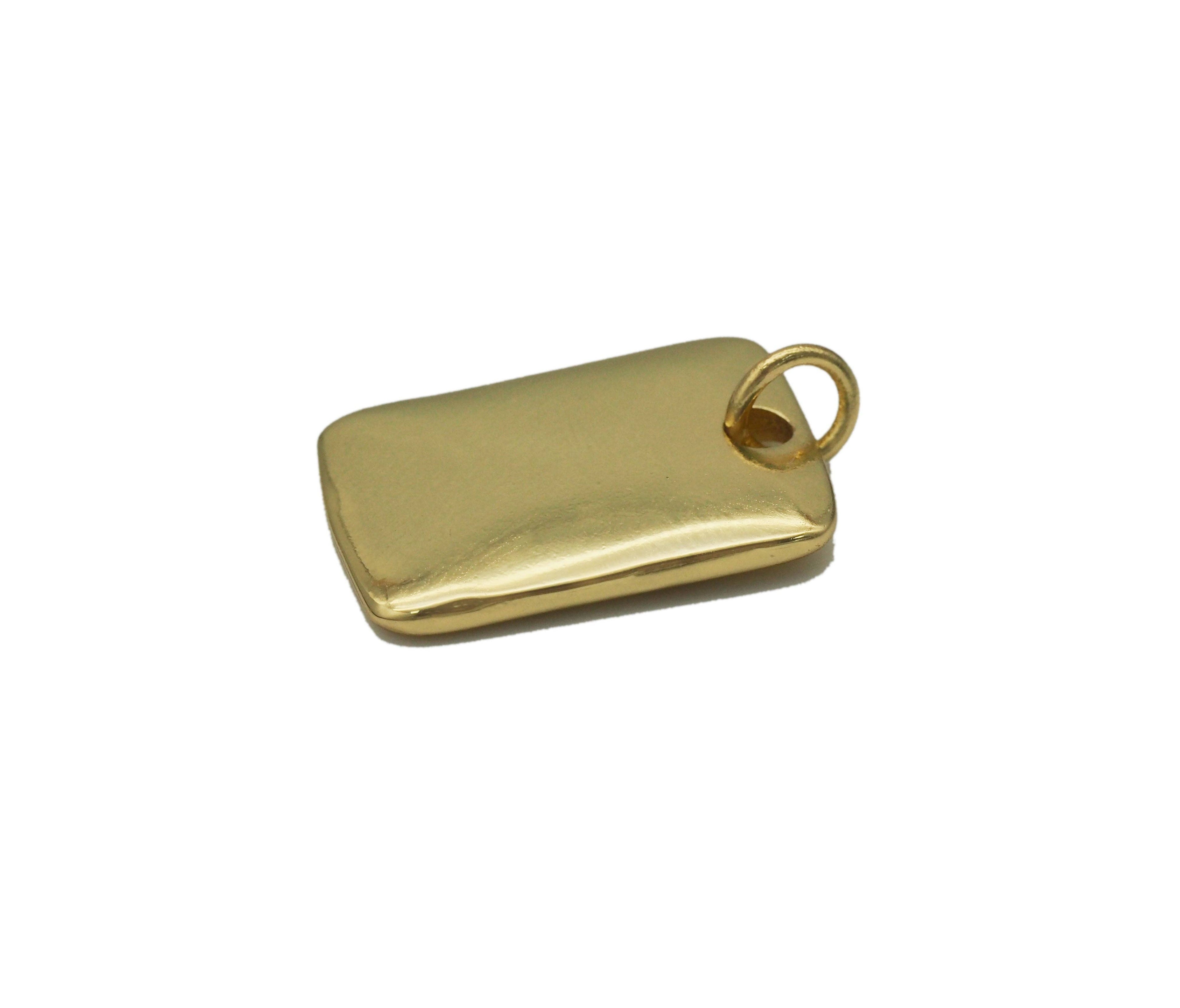 Gold Good Luck Word On Rectangle Charm, Sku#Z1453