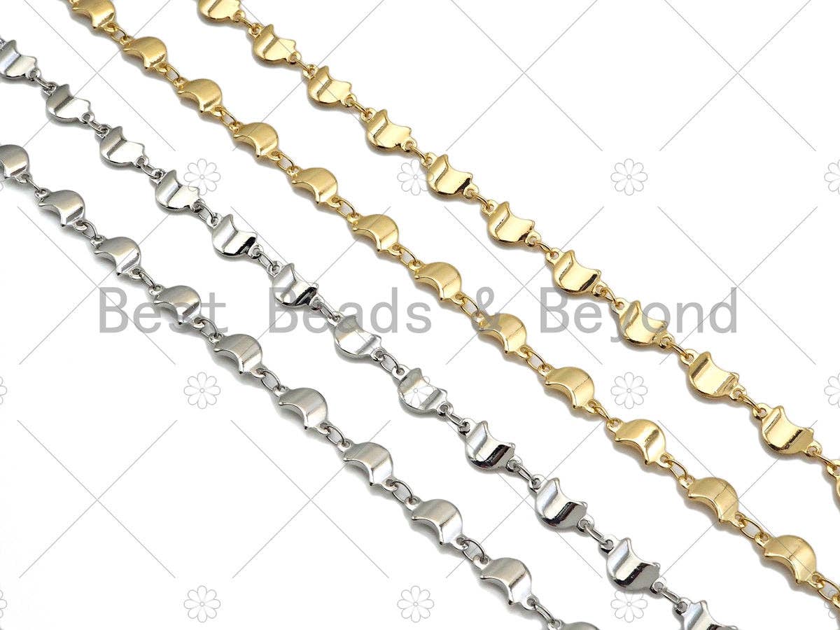 6x10mm Dainty Moon Link Chain by Yard, sku#M368