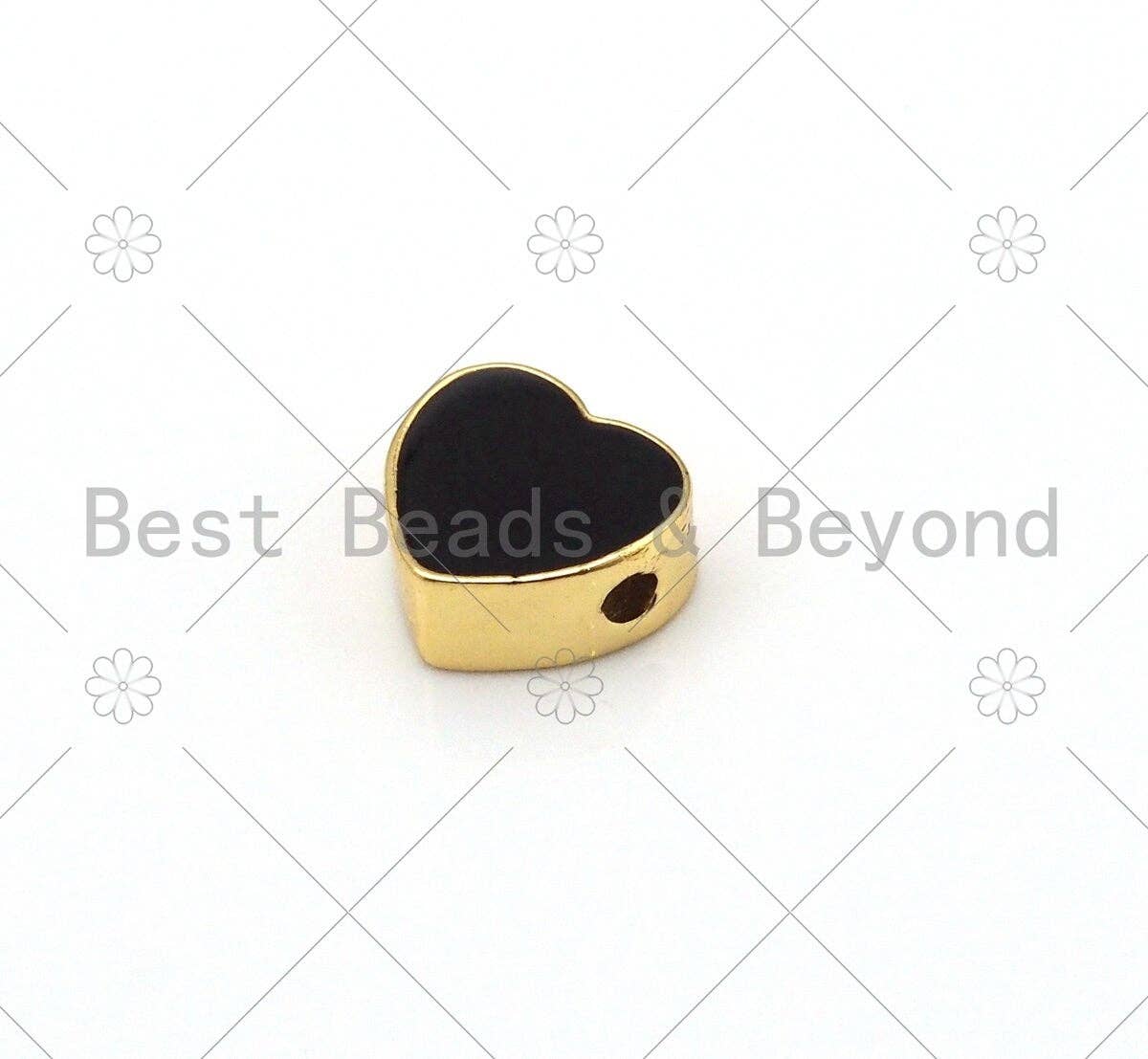 Enamel Colorful Heart Spacer Beads, Heart beads, Pink Turquoise Black Yellow Enamel Jewelry,10mm,Sku#N59