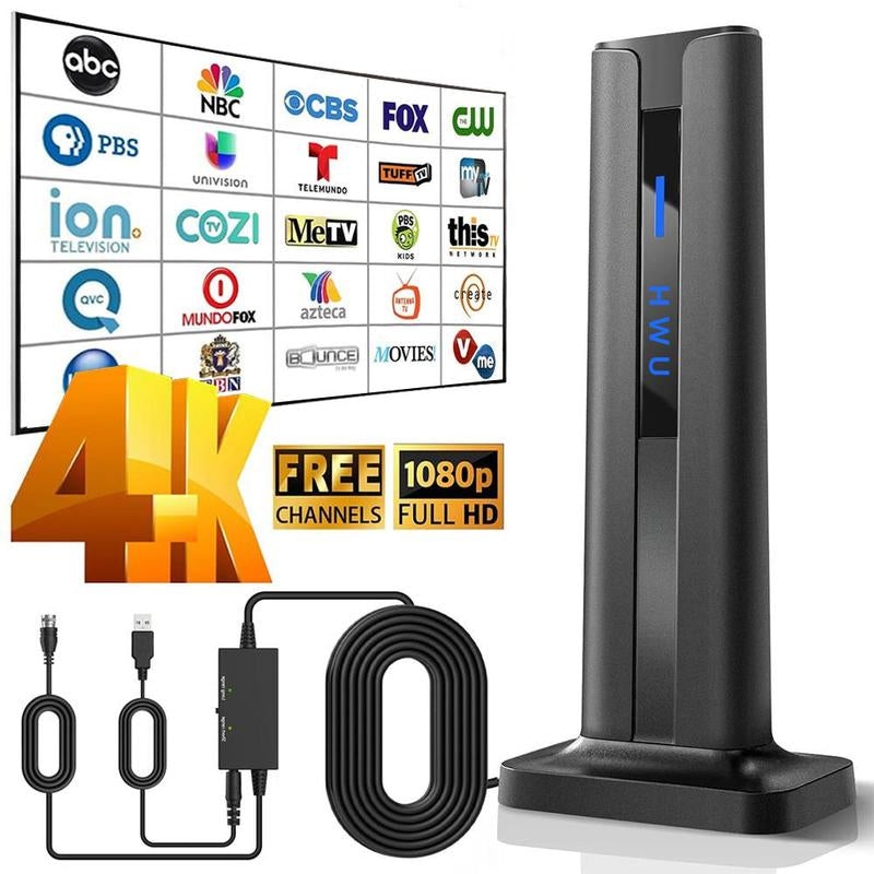 Ultimate Smart HDTV Antenna - Indoor/Outdoor, Amplified Signal Booster, 5M Cable & 3M Double-Sided Tape, Supports 4K & 1080P for All TVs