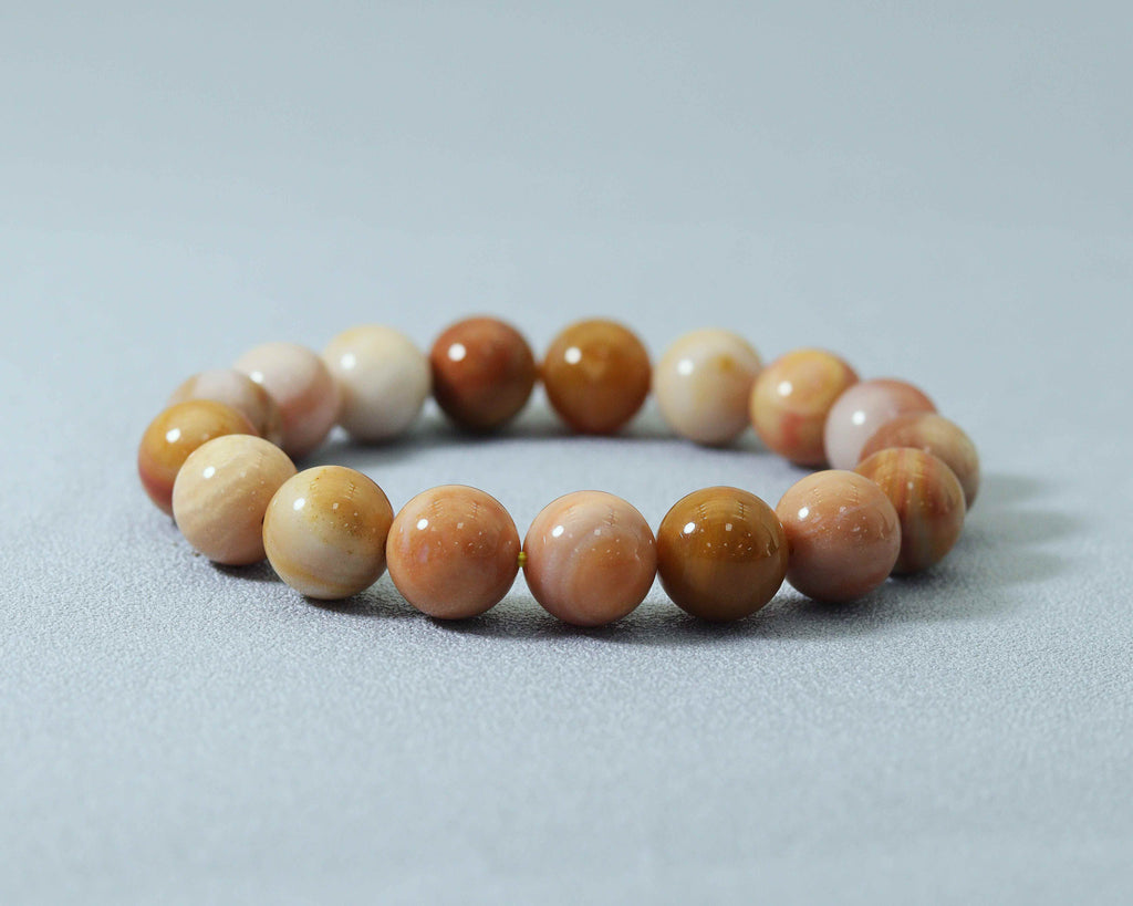 Wood Agate Stretchy Bracelet, Sku#EF125