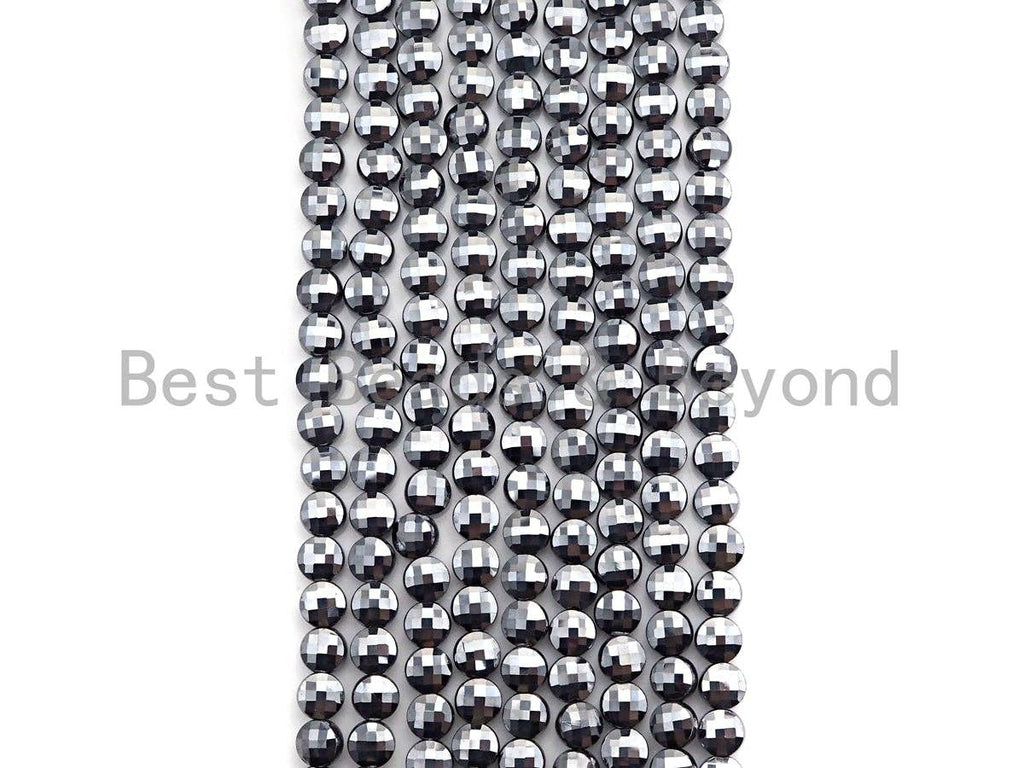 Natural Tera Hertz Checker Board Cut Coin Shape beads, 4mmTu
