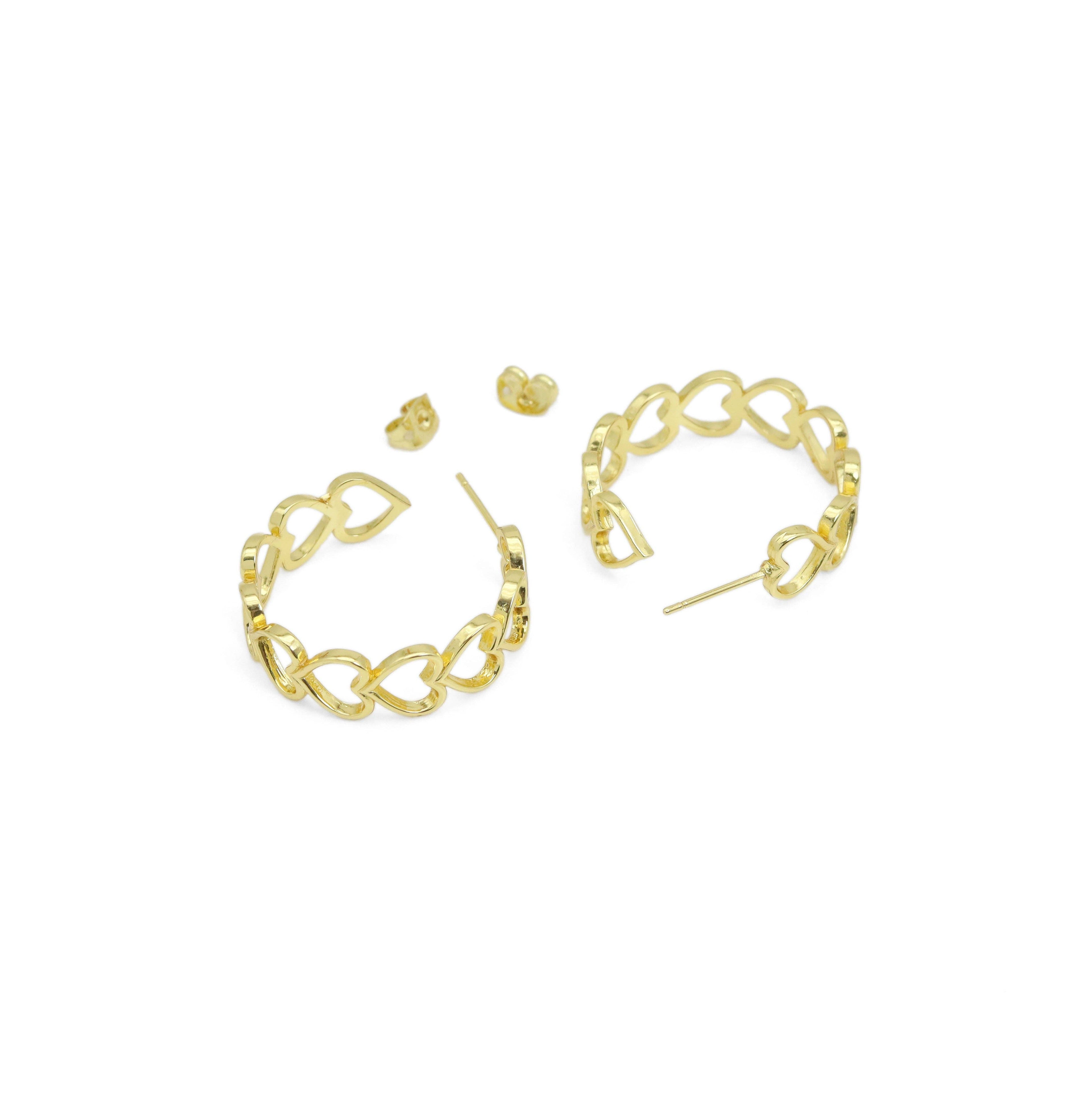 Gold Heart Hoop Earrings, Sku#JL193