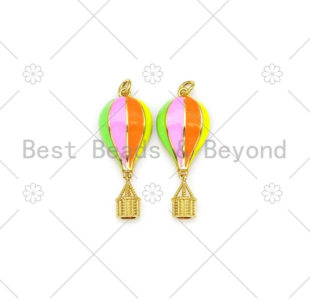 Colorful Enamel Hot Air Balloon Shape Pendant,18K Gold Filled Enamel Charm,Enamel Jewelry,14x34mm,Sku#L621
