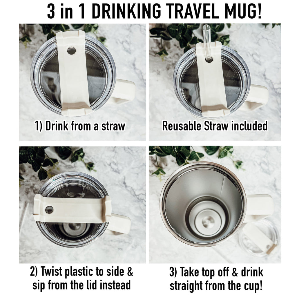 Insulated 40oz Travel Tumbler Mom Says The F Word Handle Lid Straw Gift