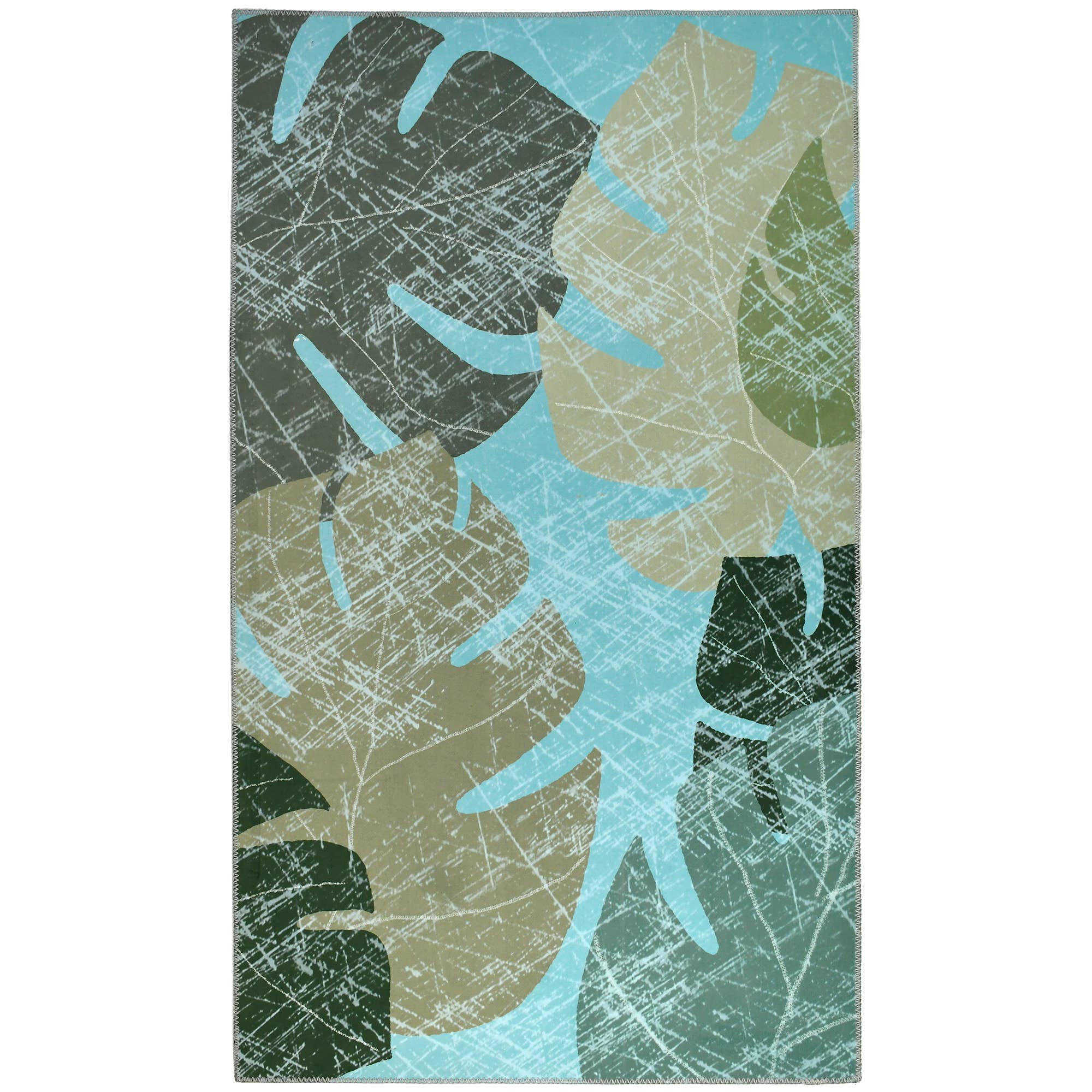 3 x 5 Ft Faded Tropical Leaves Rug