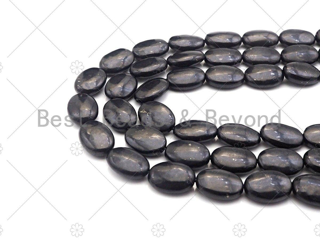 Top Quality Oval Shape Shungite, Smooth Shungite, Healing Energy, Genuine Shungite Beads 10x14mm/13x18mm, 15.5" Full Strand, Sku#U988