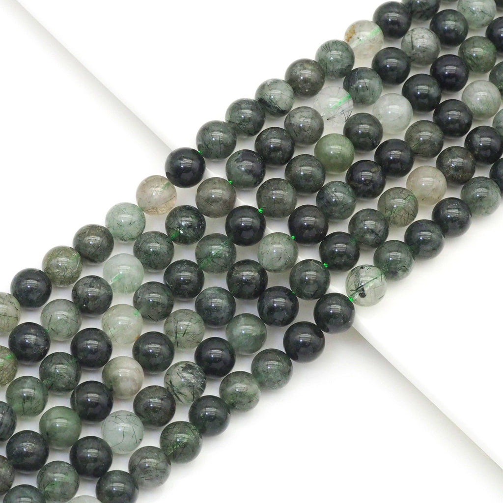 Green Tourmalated Quartz, 6mm/8mm/10mm, Sku#U1638