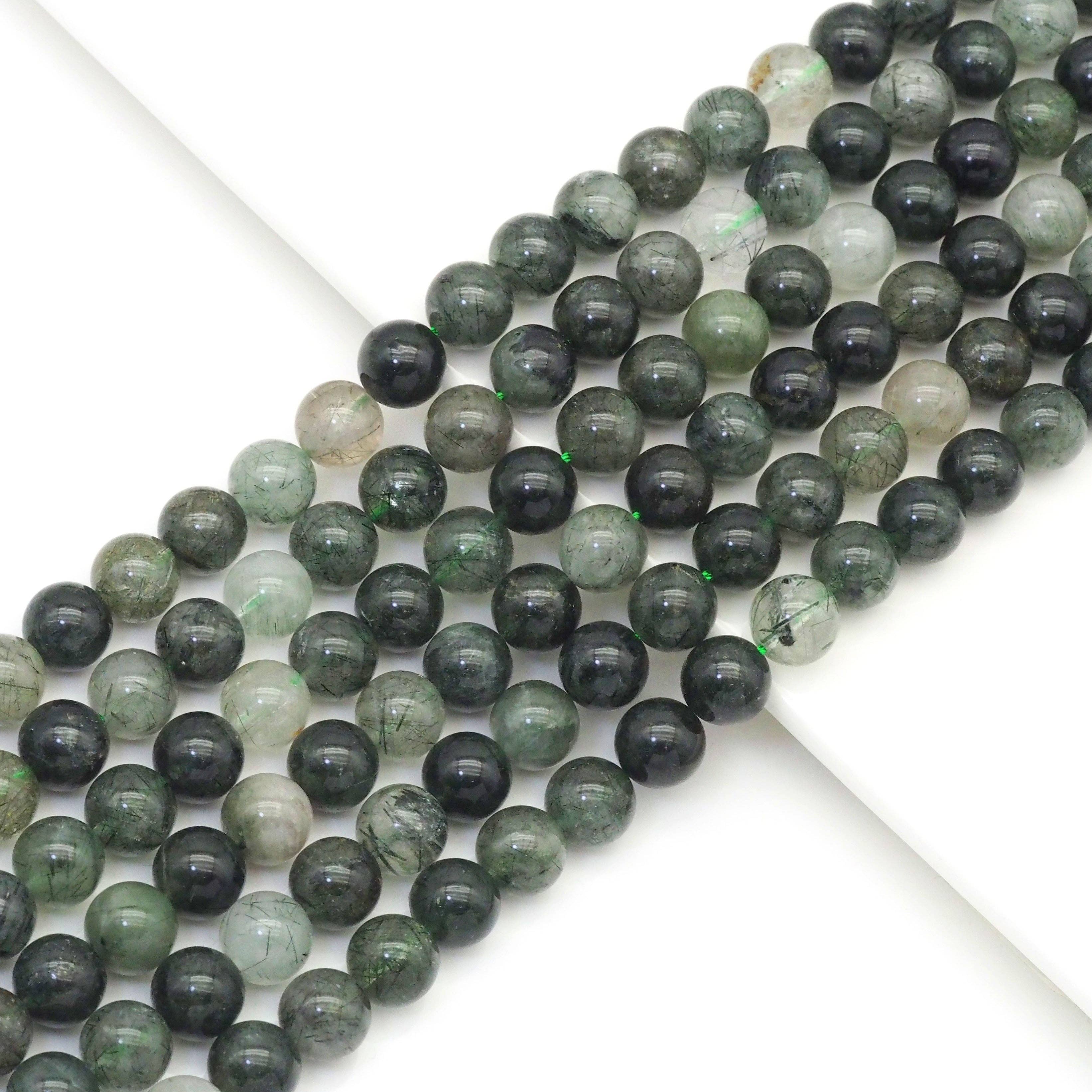 Green Tourmalated Quartz, 6mm/8mm/10mm, Sku#U1638