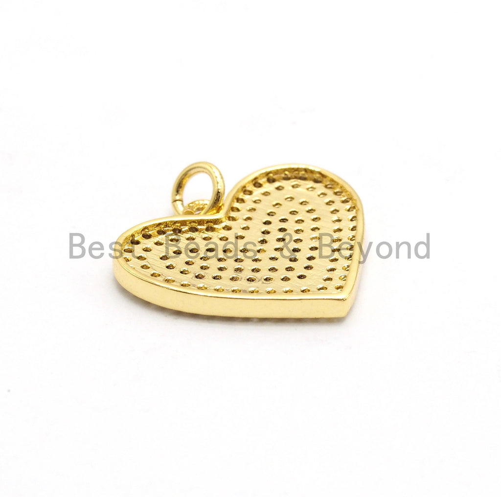 CZ Micro Pave Heart Pendant/Charm, Cubic Zirconia Blue Fuchsia Black Green Heart Pave Pendant,18x21mm, sku#F560