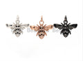 CZ Micro Pave Bee Insect Charm Pendant, Cubic Zirconia Paved Charm, Necklace Bracelet Charm Pendant,18x13mm,sku#Y151