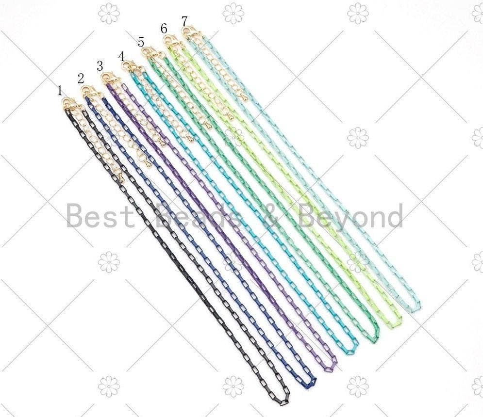 NEW Thin Enamel Box Chain Necklace, 16", Sku#EF75