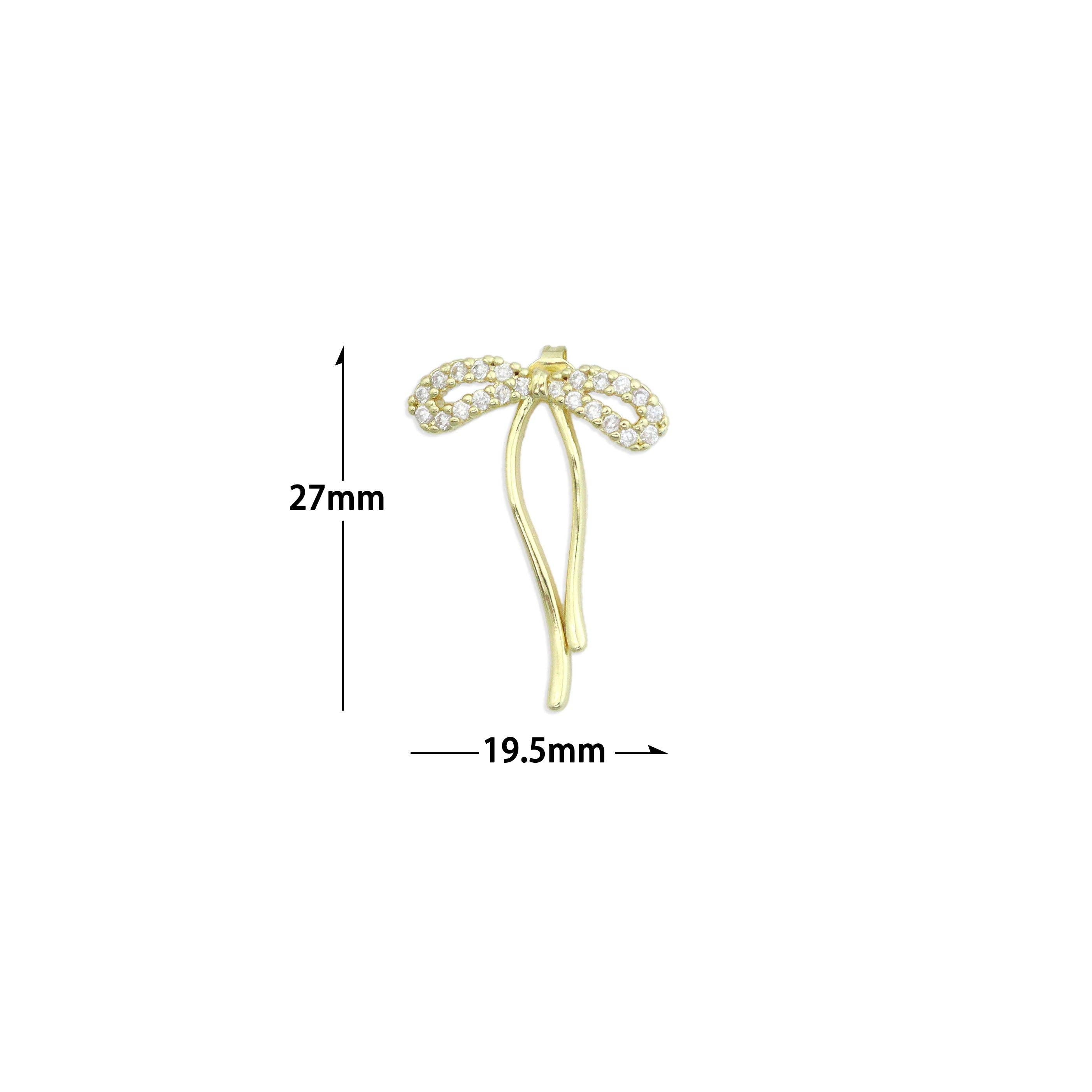 Clear CZ Bowknot Stud Earrings, Sku#LK1218